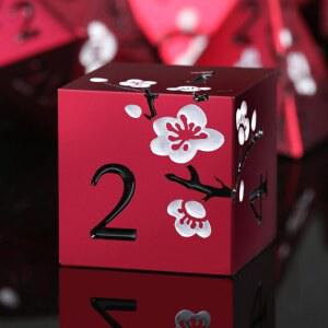 매트 레드 DND 메탈 주사위 던전과 드래곤 테이블탑 게임을 위한 화려한 선물 케이스가 포함된 DNDND PCS 헤비 메탈릭 주사위 세트 매트 레드와 화이트 플라워
