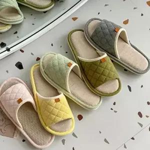 커플 와플 린넨 실내화 사무실용 와플 린넨 슬리퍼 거실용 남성-WFNXJZU