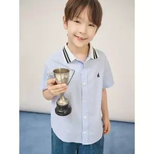 빈폴 키즈 샴브레이 시어서커 반소매 셔츠 스카이 블루 BI5765U01Q U01Q