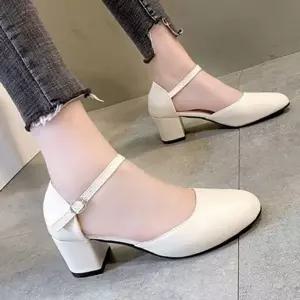로우힐 메리제인 구두 데일리 여성 스트랩 구두 라운드 펌프스 슈...