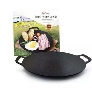 휴대용 캠핑 그리들 36cm 바베큐 야외 솥 뚜껑 전골 무쇠-WFNXQUD