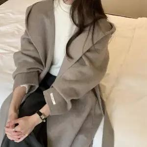 [제이0]울  후드 롱 핸드메이드 긴팔 코트