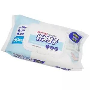 서희물류 위생행주 물티슈 청소포 엠보싱 항균 살균 세정티슈 80매 10개입