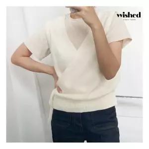 위시드 페미닌 베이직 브이넥 랩 니트 베스트 WIBAVT028 1149989