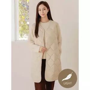 드리다 여성 겨울 초경량 오리털 덕다운 브이넥 빅사이즈 패딩 롱 조끼 베스트 40-50대 미시 중년여성 1184