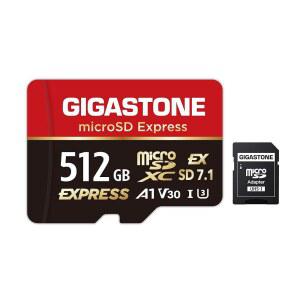 스위치 2 GIGASTONE 512GB 마이크로SD Express용으로 설계된 MicroSDXC Express 메모리 카드 SD 7.1 프로페셔널 카메라 A1 V30 U3 어댑터와 호환되는 최대 R /W 880 /650MB/s 속도