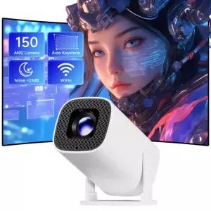 빔프로젝터 스마트 미니 안드로이드 8K 키스톤 야외 WIFI BT H723 홈시어터 디코 white 영국 콘센트