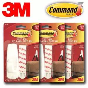 3M NJI520B2 벽걸이 후크행거 대형 3P옷걸이 벽면걸이 벽고리 코맨드 쓰리엠