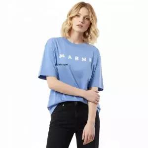 마르니 MARNI 로고 프린트 코튼 저지 반팔 티셔츠 THJET49P13 USCX42 SLB26