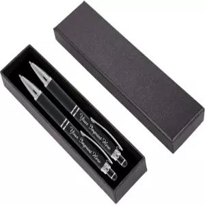 ExpressDesignsTM 펜 선물 세트 소프트 터치 메탈 2팩 gift 박스 이름 또는 메시지가 새겨진 볼펜 커스텀