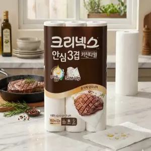 크리넥스 안심3겹 키친타올 160매 12롤 / 주방타올