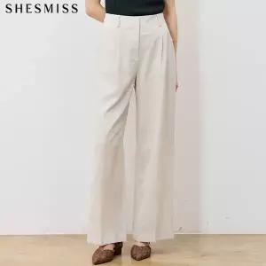 [(SHESMISS)] 썸머 쿨 뒷밴딩 원턱 와이드 팬츠 (택가격: 178000원)