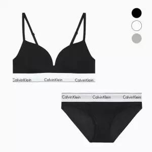 [Calvin Klein]캘빈클라인 여성 아이콘 코튼 모달 푸쉬업 브라렛 팬티 세트 143192247