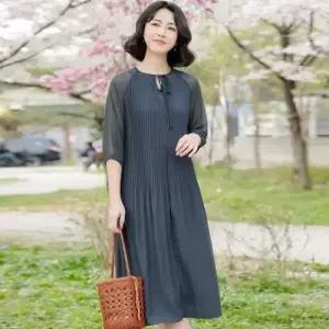 엄마옷 조이마담 ON1441 리본 플리츠 원피스 주름옷 중년여성선물