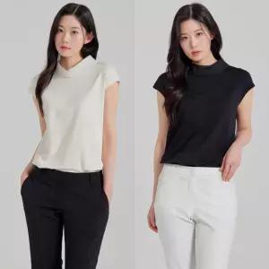 지센 여성 네크 패치 블라우스형 티셔츠 LFTSP304