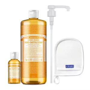 닥터브로너스 바디워시 시트러스 오렌지 950ml + 60ml + 전용펌프 + 샤워글러브 세트