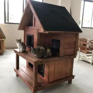 원목 숨숨집 80x80x131cm 고양이집 캣타워 가구 실외 예쁜 고양이