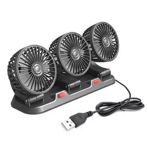 강력한 트리플 3구 차량용 선풍기 USB 화물차 트럭 뒷자석 책상 캠핑