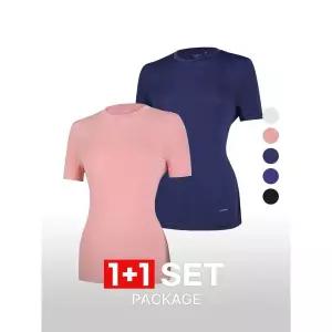 [하프클럽/이지바이]1+1 BFL 아이스쉐이크 여성 냉감 라운드 반팔 티셔츠(W5OPST10)