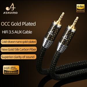 ATAudi 호환O 믹서 스피커용 하이파이 AUX 케이블 하이엔드 OCC 금도금 코어 3.5mm 수-수 잭 전문 오디오