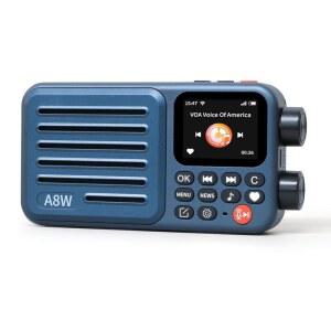 조용 A8W 인터넷 라디오, 휴대용 스마트 와이파이/4G 라디오 FM 수신기(4K 이상 사전 저장 스테이션 포함), 음성 검색, 충전식 2000mAh 배터리, 알람 시계, 마이크로 SD 카드