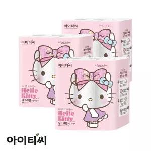 헬로키티 4겹 핑크리본 화장지(20m) 24롤X3팩(72롤).