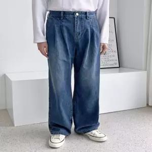 청바지 데님팬츠 남성 남자 데일리 핀턱 와이드핏 데님팬츠 중청