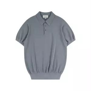[벨리프]Essential Hard Twist Cotton Short Sleeve Polo Knit (Ice Blue)