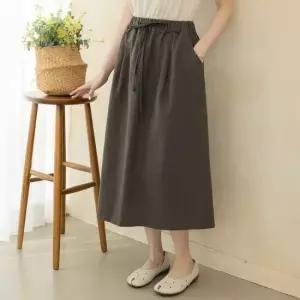 디얼마미 오버리 린넨 밴딩 스커트 마담 미시 중년 여성 빅사이즈 40대 50대