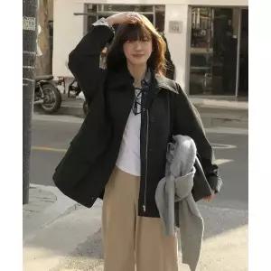 몽돌 MONGDOL 오제 PICK코튼 워크 하프 자켓 블랙 MDJK039BLACK 396409