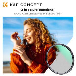 K&F CONCEPT 나노-C 블랙 디퓨전 1/4 & CPL 2-in-1 필터, 37mm 40.5mm 52mm