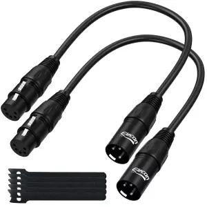 엘레칸 5핀 DMX512 여성용 XLR 남성 턴어라운드 어댑터 케이블 0.5피트/2팩 마이크 오디오 스테이지 조명