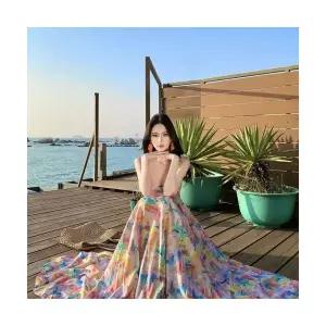 여자 코디 민소매 원피스 여름 섬 바캉스 비치 롱스커트 슬리브리스 SPO마켓2