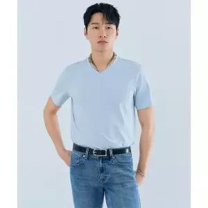 [게스][ON] 5color 유니 레귤러핏 브이넥 사각와펜 반팔티셔츠 NQ2KE405NQ2KE405 774194