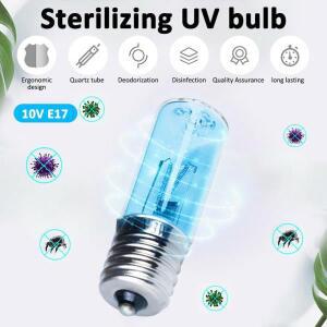 E17 UVC 살균 램프 세트 자외선 전구 12V 220V 석영 튜브 오존 254nm 소독
