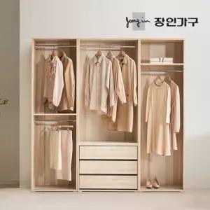 장인가구 올리세 E0 드레스룸 시스템 옷장 세트 2000 A (600 2단행거+긴옷행거+800 서랍옷장)