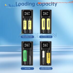 리튬 이온/니켈 수소 셀용 Type-C LCD 배터리 충전기 18650/21700 자동으로 감지하고 2A 고속 및 보호 기능
