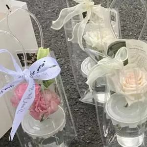 PVC 투명 쇼핑백 젤리백 생일 답례품 구디백 비닐 손잡이 가방 꽃다발 간식 와인 선물 포장