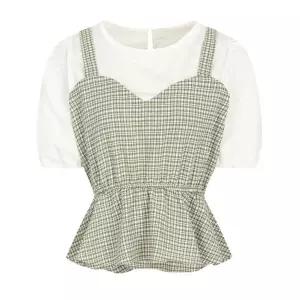 [JJ JIGOTT][JJ지고트]체크 페플럼 체크 블라우스 GP5P0BLT21_DG