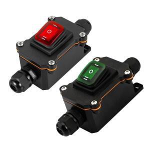 인라인 코드 스위치 박스 DC 12V-24V 방수 전원 6핀 PG9/PG11 순간 적색 녹색 LED 단추 헤비듀티 야외 장치