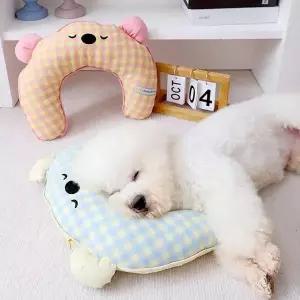 강아지 고양이 베개 체크 목 쿠션 애견용품 세탁가능 반려동물베개