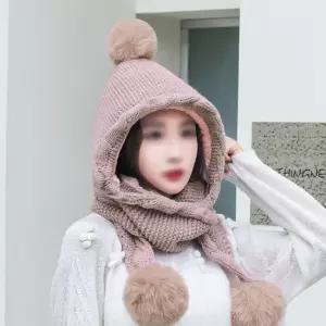 머리부터 목까지 감싸주는 융털 방울 후드넥워머 후드넥워머 겨울넥워머 후드워머