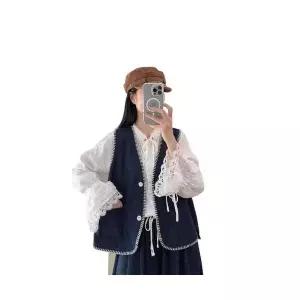 여성 데일룩 베스트 캐주얼 데님 조끼 가을 빈티지 아우터 나시 브이넥 민소매 톱 트렌드 DAOL3