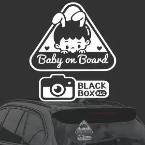 [RIZPICK]Baby on Board/토끼남자 화이트시트지 자동차스티커