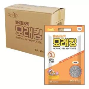 고양이 모래 화장실 반려동물 뽀로로펫모래킹4L 6개 1박스 자연향