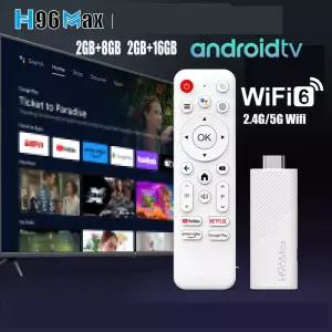 H96 MAX 안드로이드 TV 스틱 Allwinner H313 2.4G 와이파이 5G 듀얼 브랜드 8GB 4K 3D HDR 구글 음성
