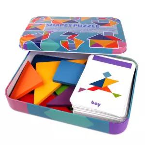 3D 나무 패턴 동물 지그 소 퍼즐 다채로운 Tangram 장난감 몬테소리 조기 교육 정렬 게임 선물