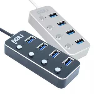 무전원 USB3.0 허브 4포트 알루미늄 메탈 전원 개별 스위치 컴퓨터 노트북 USB 포트 확장 분배기 WISENX626-1