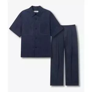 MINDBRIDGE [SET][COUTURE]린넨 혼방 데님 라이크 오버핏 반팔 셔츠 셋업