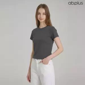 [ab.plus] 슬림핏 골지 베이직 반팔 티셔츠 (LSA2MK48A)